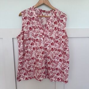 TALBOTS 100% Cotton Sleeveless Top Women's 2X Seashell Coastal Beach Vacation